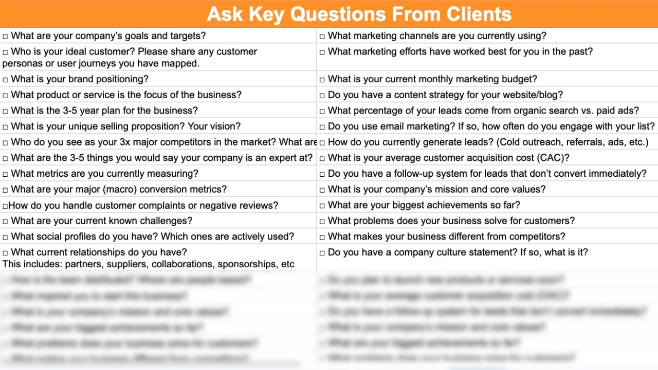 asking marketing question on client meeting