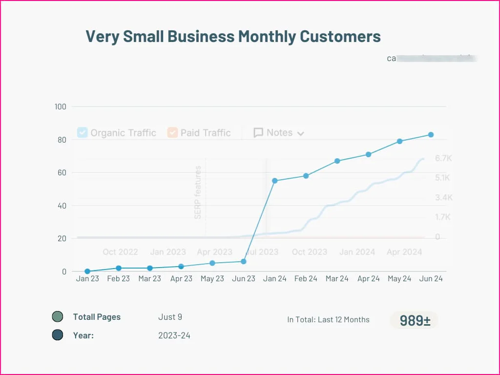 customers growth per month taking seo services